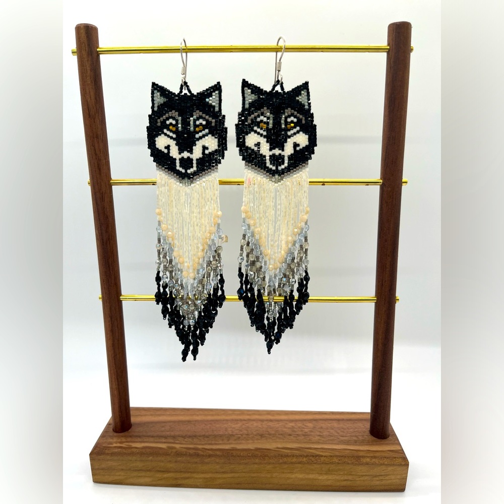 Wolf beaded earrings
